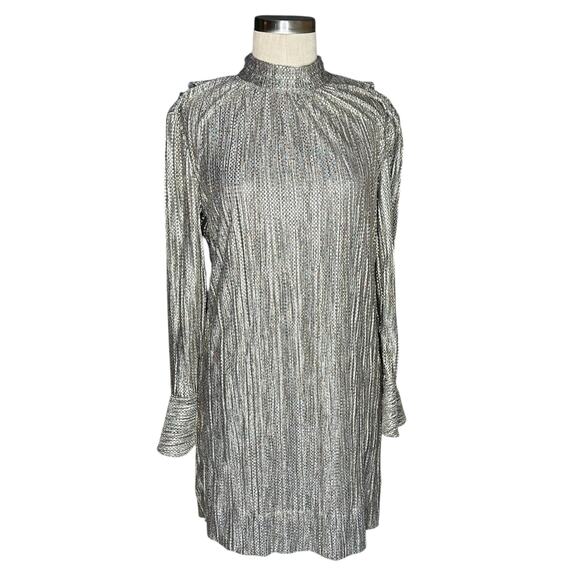 SABINA MUSAYEV Gray Gold Patterned Mini Dress Women's Size XS Night Out Glam - Picture 1 of 8